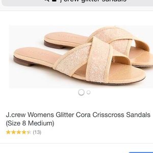 NWOT, J.Crew glitter slides in buff. Size 8.
